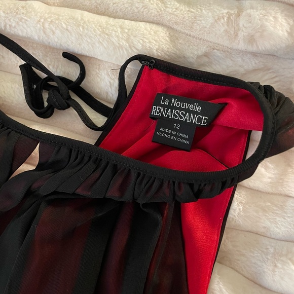 Red and black beaded chiffon dress, suitable for prom, size 12. Worn once. - Picture 3 of 3